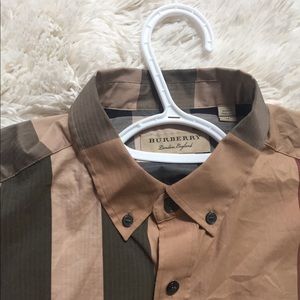 Burberry Check Button Down Dress Shirt
